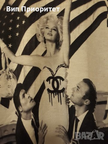 Тениска с дълъг ръкав памук с еластан, с Мерлин Монро в  USA вариант , изчистен гръб в черно., снимка 16 - Тениски - 37446674