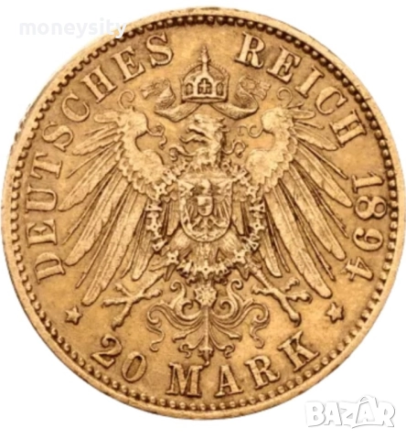 Златна монета 20 Германия Вилхем II, снимка 2 - Нумизматика и бонистика - 52258474