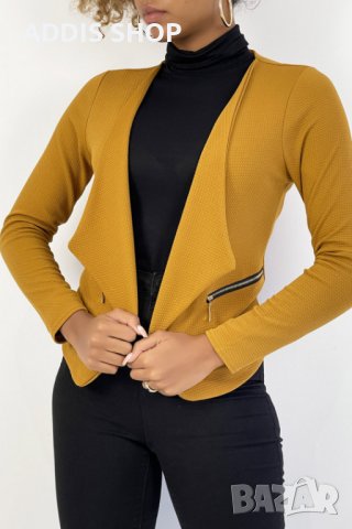 Дамско сако (блейзър) с ревер и джобове с цип, 3цвята - 024, снимка 6 - Сака - 43597712