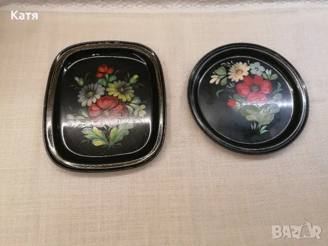 Жостовска живопис  ръчно рисувани метални подноси СССР