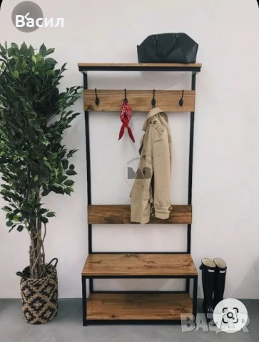 Компмект закачалка и шкафче за обувки с ковано желязо, снимка 10 - Етажерки - 33082417