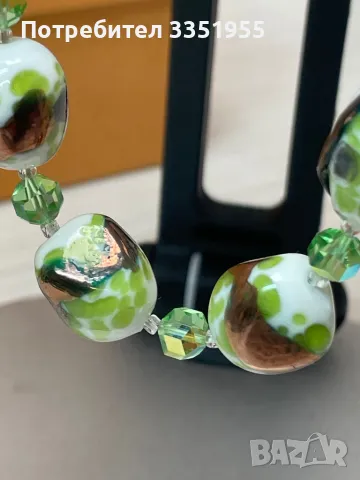 Старинна Луксозна огърлица от стъкло и сребро, снимка 3 - Колиета, медальони, синджири - 49216986