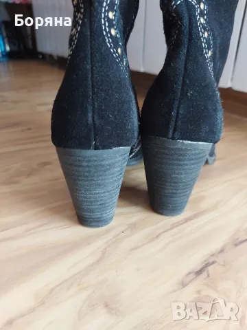ДАМСКИ ЧЕРНИ БОТУШИ ЧЕРНИ ЕСТЕСТВЕН НАБУК 

38 НОМЕР, снимка 3 - Дамски ботуши - 47799851