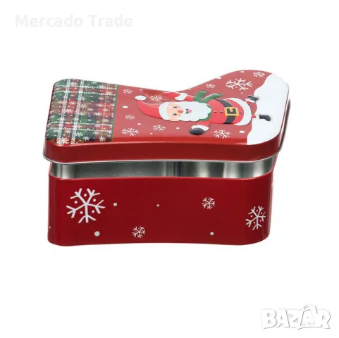 Коледна кутия Mercado Trade, За сладки, Метал, Ботуш, Червен, снимка 2 - Кутии за храна - 47660779
