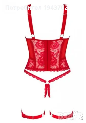 Секси корсет с прашки в червен цвят Belovya Obsessive, снимка 4 - Корсети, бюстиета, топове - 47557759