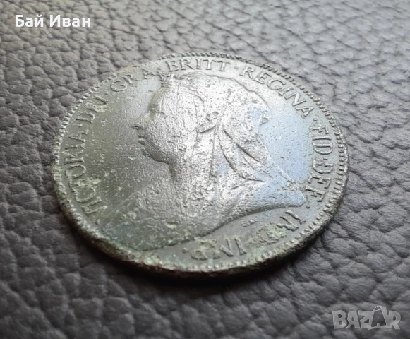 Стара монета половин или 1/2 пени 1896 г. Великобритания- рядка с патина,бронзова !, снимка 10 - Нумизматика и бонистика - 51313626