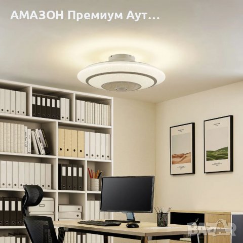 LED вентилатор за таван Lindby Kheira,55 W,3 цв.гами 3000K/4500K/6500K,ширина 77см,дистанционно , снимка 2 - Лед осветление - 38208867