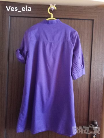 лилава дълга риза/ туника с къс ръкав размер М, снимка 2 - Ризи - 28983809