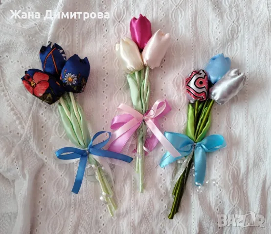 Букети от ръчно изработени лалета, снимка 3 - Декорация за дома - 35298848
