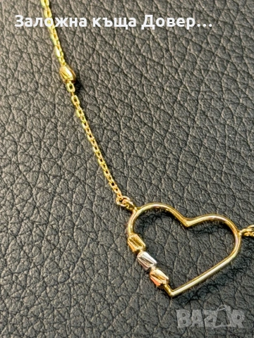 Златно колие сърце чисто ново злато Gold zlatno 14 karat 585, снимка 3 - Колиета, медальони, синджири - 53289029