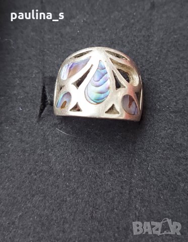 Масивен сребърен пръстен проба 925 с кралски седеф - "Абалон" , снимка 2 - Пръстени - 34975726