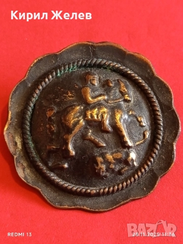 Винтидж медна брошка КОННИК ретро АРТ бижу 56661, снимка 3 - Други - 52571361