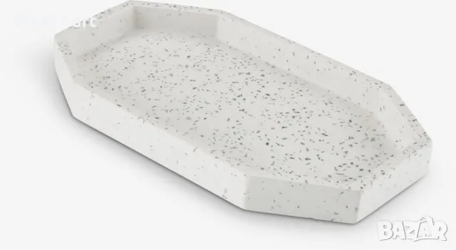 0186 Декоративен поднос Ш14xД25см бял