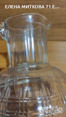 Голяма тежка гравирана кана от кристално стъкло, снимка 7 - Аксесоари за кухня - 52777396