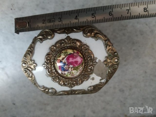 стара метала кутия за бижута арт деко, снимка 3 - Други ценни предмети - 37651466