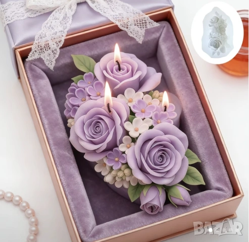 Молд рози букет , снимка 2 - Форми - 53494179