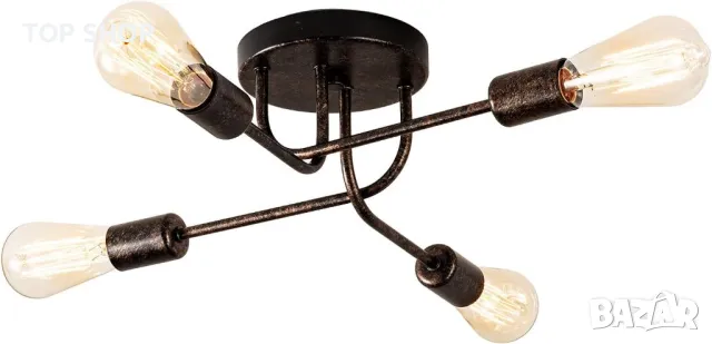 Индустриална полувградена лампа Plfann, 4 лампи с регулируеми метални рамена