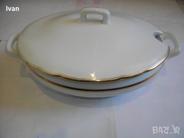 BAVARIA-Нов Голям Немски Порцеланов Супник-Златен Кант-Бавария