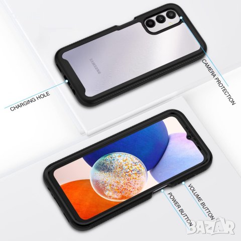 Удароустойчив калъф за телефон Samsung Galaxy A14, черен, снимка 4 - Калъфи, кейсове - 43173466