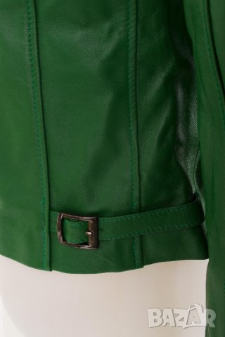 Дамско кожено яке в зелено марка Basics & More - M, снимка 5 - Якета - 38508835