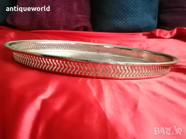 Голям Стар Английски ПОСРЕБРЕН Поднос , Табла, снимка 2 - Антикварни и старинни предмети - 40516372