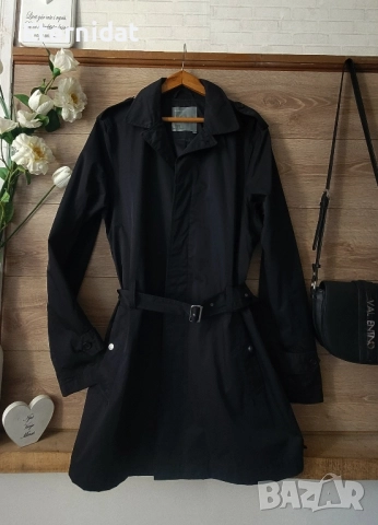 Черен тренч JILINBERG , снимка 6 - Палта, манта - 51807822