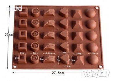 микс 30 бонбона бонбони силиконов молд за направа шоколадови квадрат сърце пирамида сфера форма, снимка 6 - Форми - 33676869
