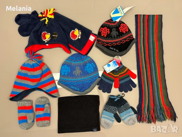 Купчинка от шалчета, шапки и ръкавички за момче, 1-7 г.