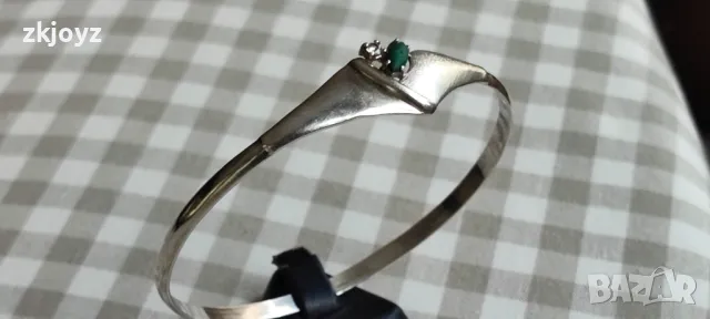 СРЕБЪРНА ГРИВНА с ХРИЗОПРАЗ И ЦИРКОН 8.60 ГРАМА/ ПРОБА 925 → Обява 47621230, снимка 4 - Гривни - 47621893