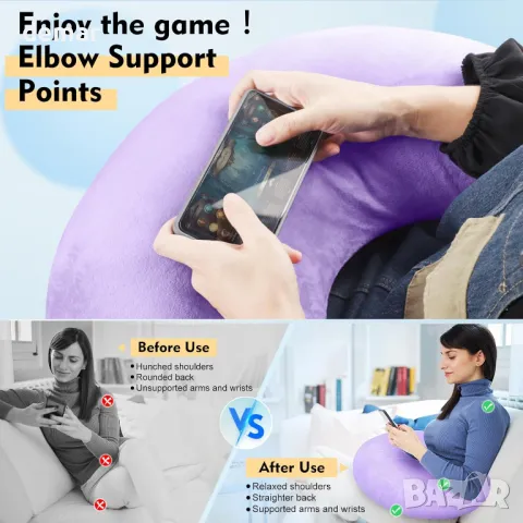 Компактна възглавница за опора на ръцете за четене/игри/работа/плетене, снимка 4 - Възглавници - 47400582