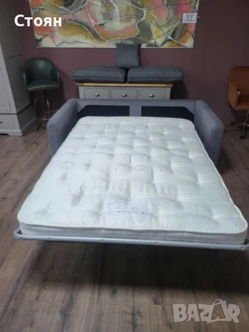 Сив диван от плат с функция сън, снимка 5 - Дивани и мека мебел - 50886773