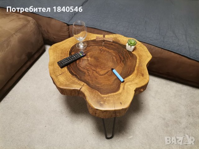 Нова холна маса от орех масив, Арт помощна масичка за кафе, снимка 4 - Маси - 35897590