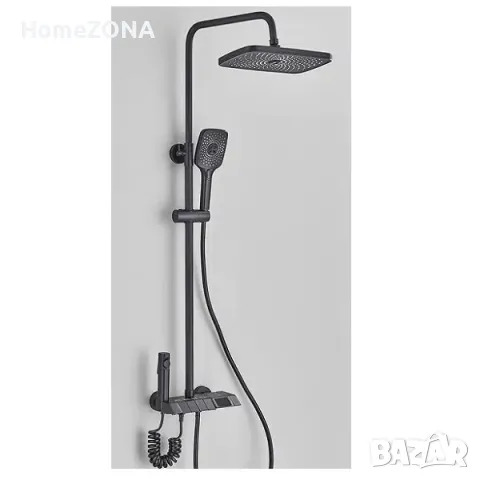 Душ система ELITE Pro 25, термостатен смесител, пиано бутони, Led дисплей, черен мат