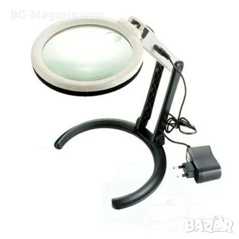 Голяма увеличителна ръчна и настола лупа с LED осветление за четене шиене бродиране гоблени лед, снимка 5 - Други инструменти - 50921022