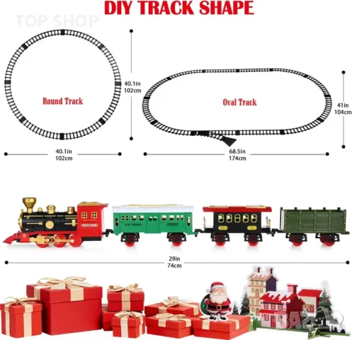 Комплект влак Doloowee, ретро парен влак със светлина и звуци, снимка 5 - Образователни игри - 49866394