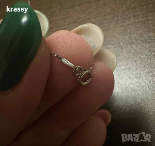 Страхотно нежно сребърно дамско колие с топчета и продълговата висулка с камъни, снимка 2 - Колиета, медальони, синджири - 52709052