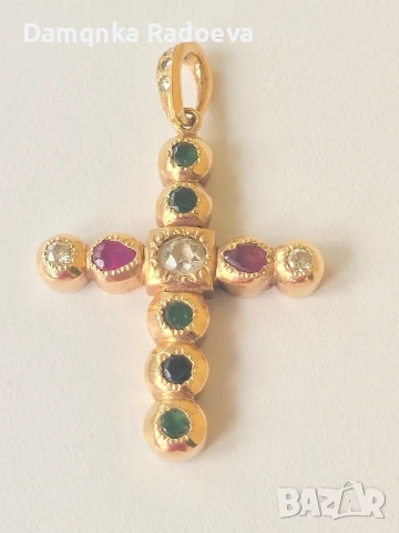 Златен кръст с Диаманти и Рубини-ръчна изработка , снимка 8 - Колиета, медальони, синджири - 51071861