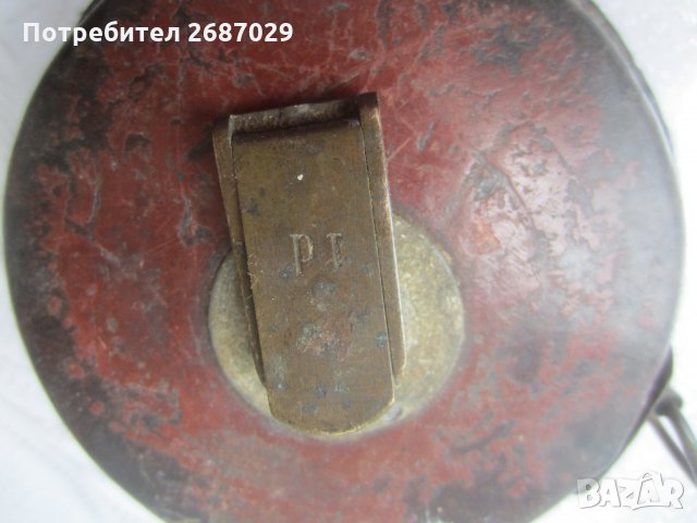 Стара ролетка 10 метра,  ролетка за мерене, кожа месинг маркировка, кутия кожа и дърво за цигари, снимка 2 - Антикварни и старинни предмети - 32607772