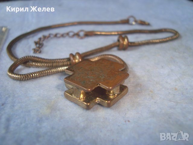 СТАРО ВИНТИДЖ АРТ ЗЛАТИСТО КОЛИЕ с КРЪСТ 23375, снимка 8 - Колиета, медальони, синджири - 37744042