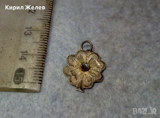 РЪЧНО ОРНАМЕНТИРАН АРТ ПЕНДАНТ ЧЕТИРИЛИСТНА ДЕТЕЛИНА СРЕБРО 925 с ФАСЕТИРАНО КРИСТАЛЧЕ 41974, снимка 2 - Колиета, медальони, синджири - 49757607