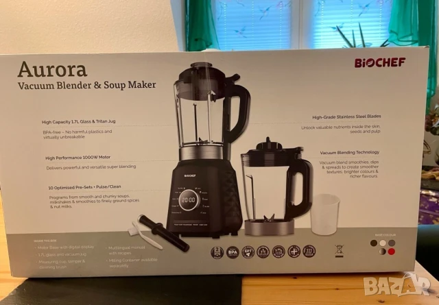 Вакуумен блендер и уред за приготвяне на супи Aurora - черен, червен, снимка 9 - Блендери - 50901772