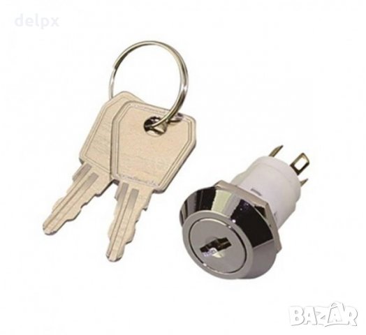 Ключ ротационен 3pin с 2 положения и ключалка 250V 1A Ф16mm, снимка 1 - Друга електроника - 32574428
