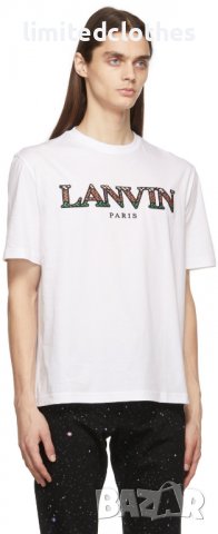 LANVIN White Embroidered Logo Мъжка Тениска size S, снимка 7 - Тениски - 37170551