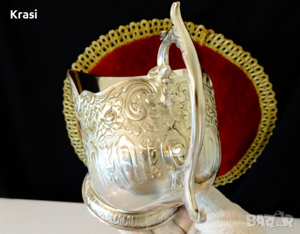 Японска посребрена поставка за бутилка, снимка 6 - Антикварни и старинни предмети - 38394612