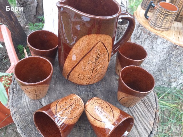 Керамичен сервиз вино/ракия 7 части, снимка 4 - Чаши - 28861862