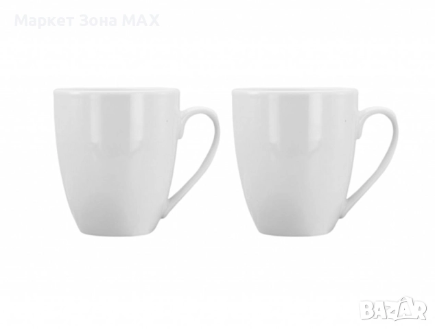 Комплект от 2 порцеланови чаши - Изчистено бяло или лимон върху бяло, снимка 2 - Чаши - 52968129