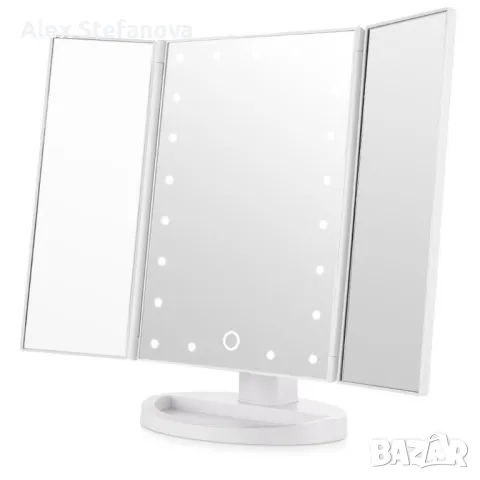 Тристранно сгъваемо огледало в три цвята с вградени Led светлини  4 зони на zoom, снимка 1