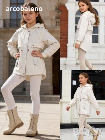 Пролетна парка с качулка за момичета, 2цвята , снимка 2 - Детски якета и елеци - 53433216