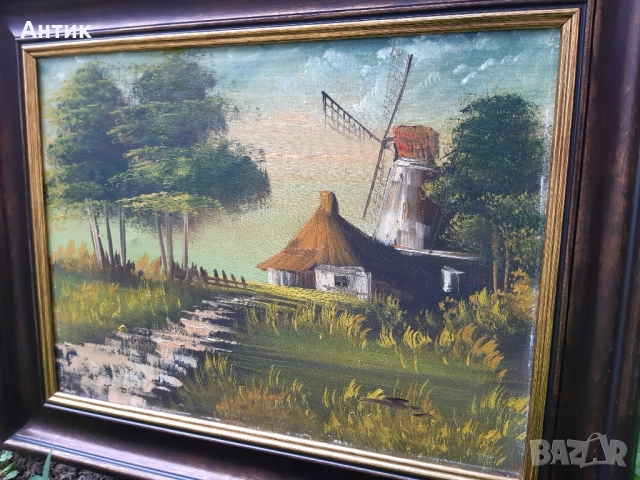 Красива Стара Картина Прованс Живопис Маслени Бои на Платно, снимка 5 - Картини - 51790004