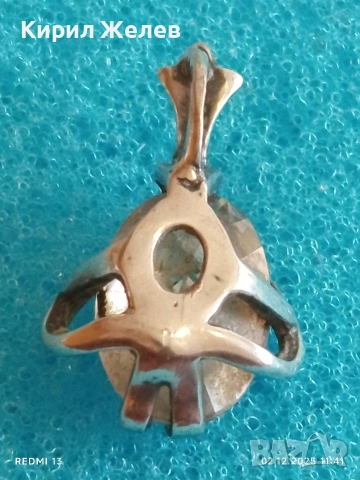 Винтидж сребърна висулка с циркон майсторска ръчна изработка 52431, снимка 3 - Колиета, медальони, синджири - 52623649